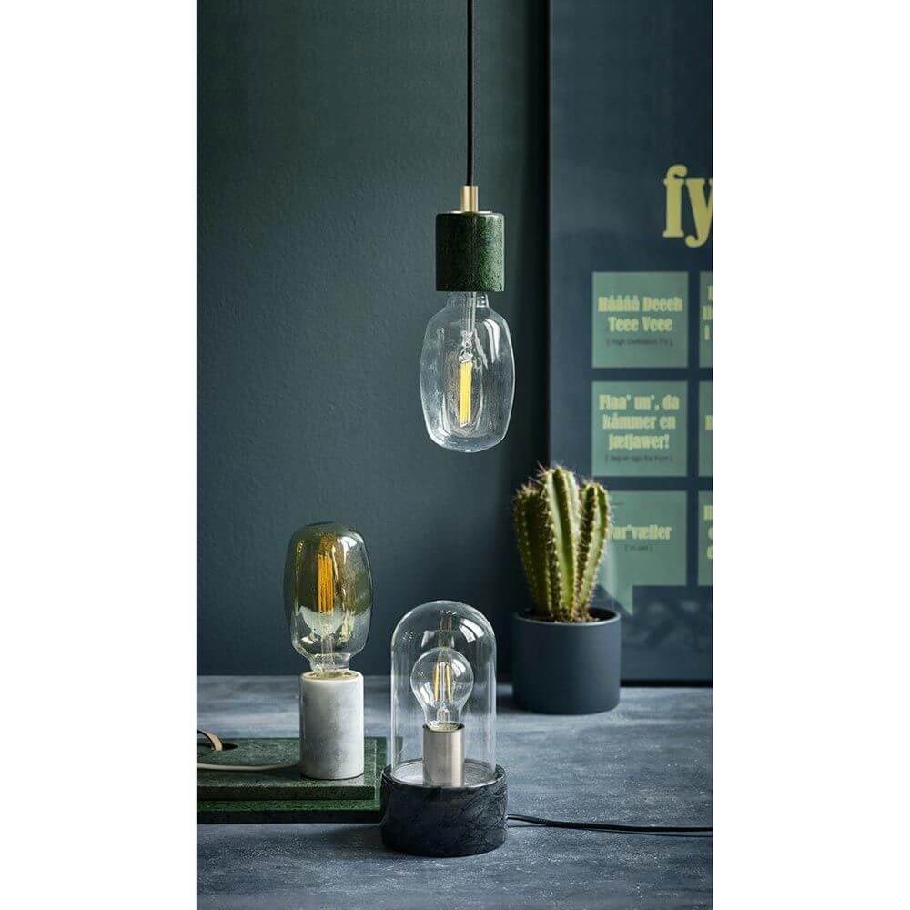 Siv marmor bordslampa svart