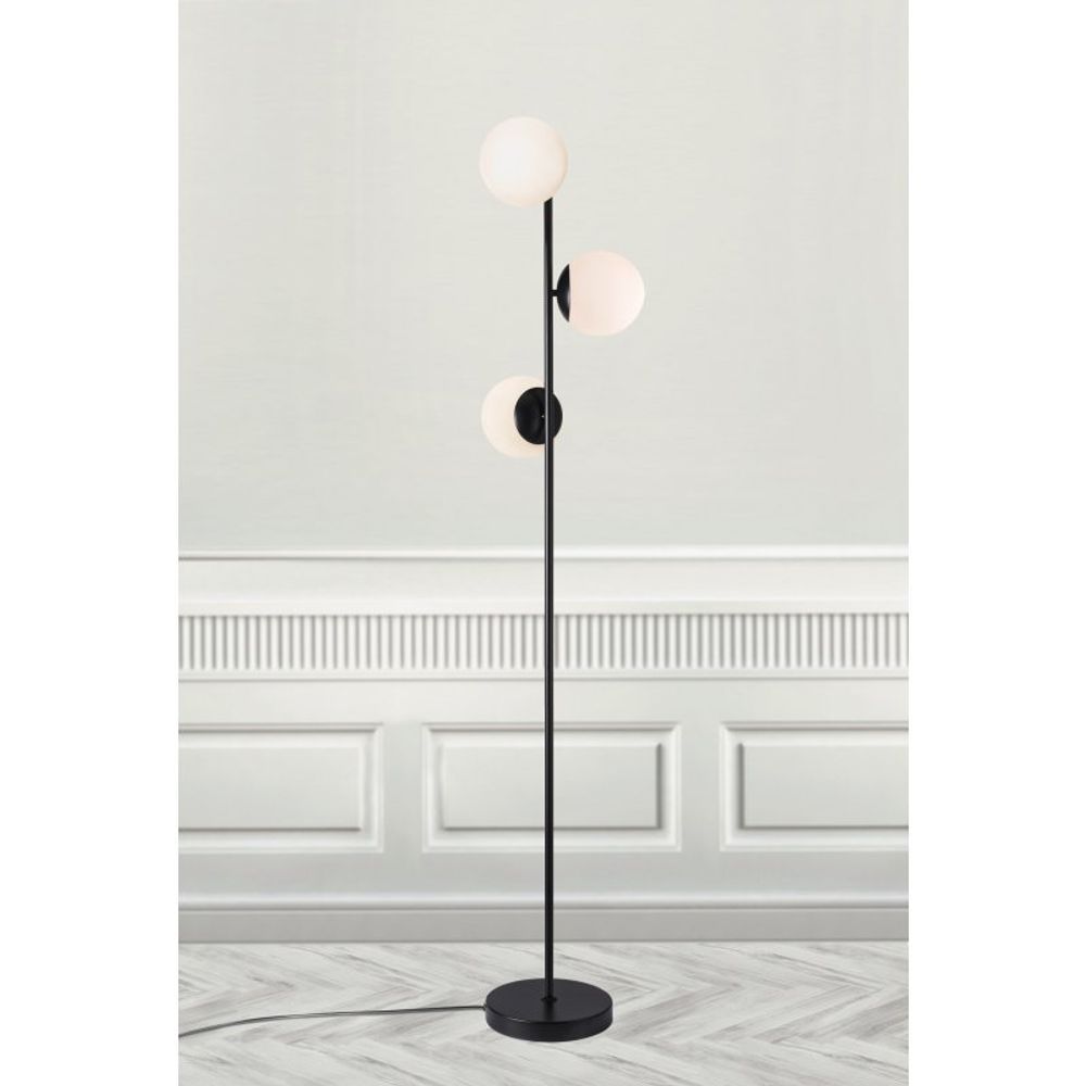Standing lamp Lilly black, opal white