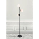 Standing lamp Lilly black, opal white