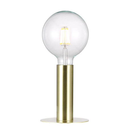 Lampe de table Dean en laiton avec abat-jour en verre et base dorée.