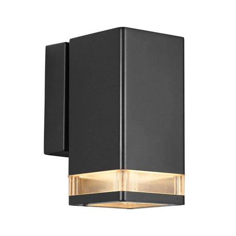 Außen-Wandlampe Elm IP44 Schwarz, Klar in modernem Design mit warmem Licht.