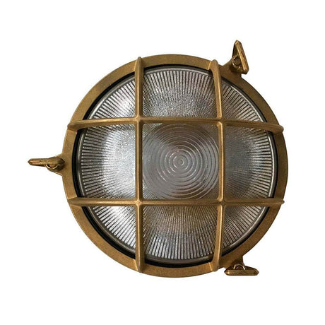 Luminaire de navire Polperro IP64 en laiton, verre avec design maritime et boîtier robuste.