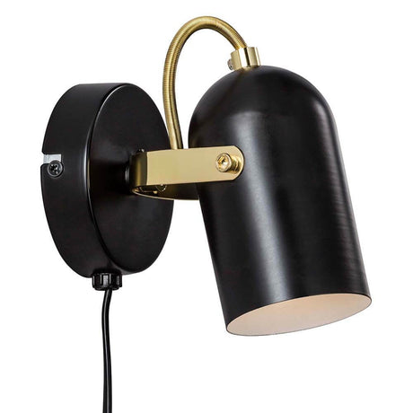 Lotus Wall Spot Black, Brass with adjustable spotlight and elegant design.