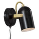 Wandspot Lotus Schwarz, Messing mit schwenkbarem Strahler und elegantem Design.