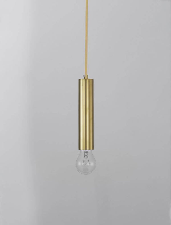Norway Pendelleuchte E27 Ø 4,5cm Gold mit goldenem Zylinder und gläserner Birne, schickes Design.