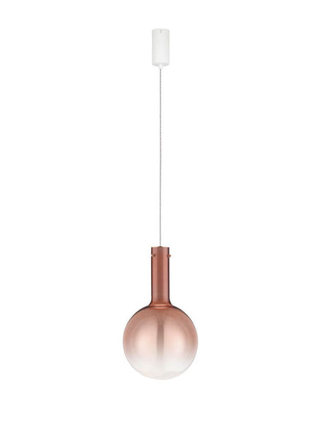 Nostos pendant light Ø 25cm 3000K with brown glass and gold-colored detail, modern design.