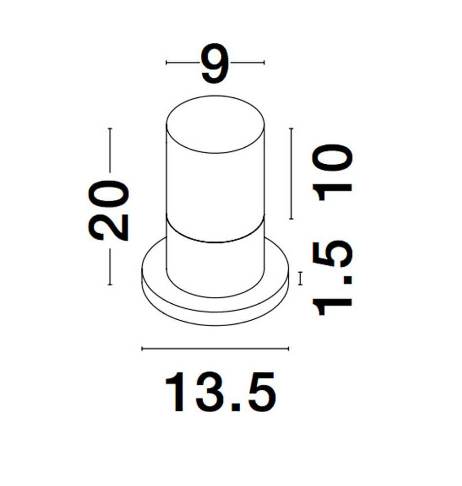 Technische Zeichnung der Noten LED Außensockelleuchte 3000K Schwarz IP65 mit Abmessungen.