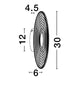 Abbildung der Nous Wandleuchte Ø 30cm 3000K mit maßlichen Angaben: 30cm Durchmesser, 4.5cm Höhe.