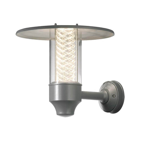 Nova utendørs vegglampe med reflektorgitter i sølv, klart akrylglass med moderne design og klar belysning