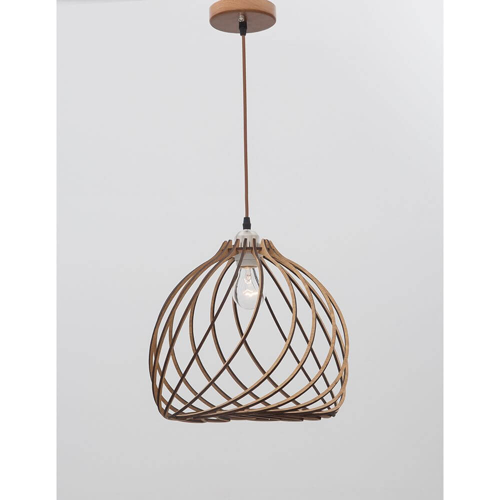 Lampada a ciondolo in legno Adana Ø 35 cm