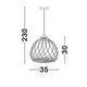 Adana Holz-Pendellampe Ø 35cm mit Maßen und Design Übersicht der skandinavischen Lampe.