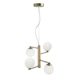 Lampada appesa Agrigento a 4-flame in ottone, bianco