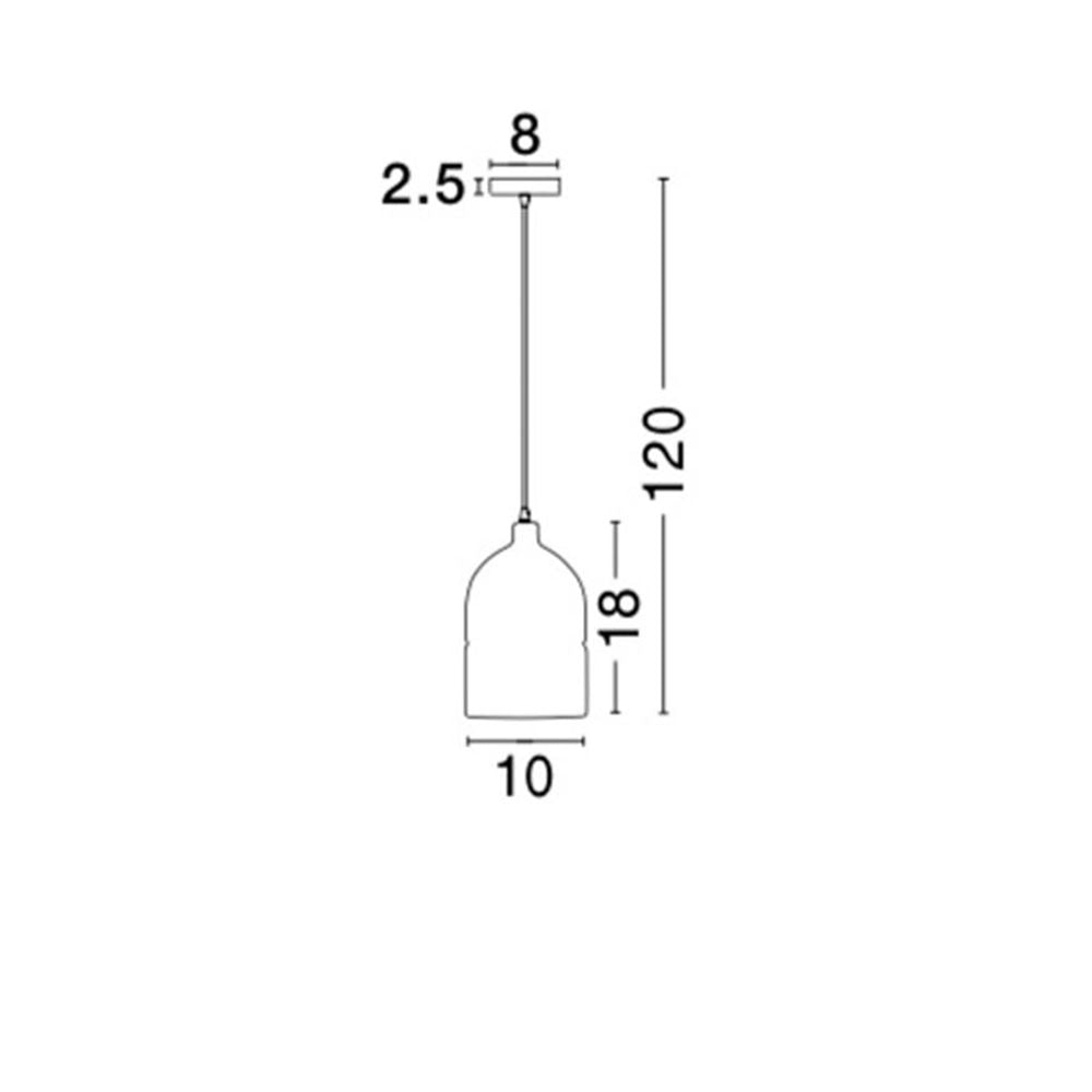 Technische Zeichnung der Alanzo Pendelleuchte aus Beton mit Maßen.