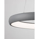 Detailansicht der Albi LED Metall Hängeleuchte Grau mit modernem Design und warmweißem Licht.