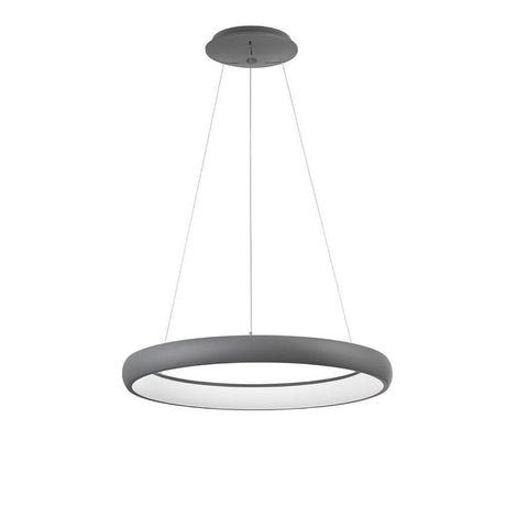Albi LED Metall Hängeleuchte Grau, moderne Pendelleuchte in Grau, dimmbar und energieeffizient mit warmweißem Licht.