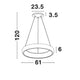 Albi LED Hängeleuchte Dimmbar technische Zeichnung mit Abmessungen von 120 cm Höhe und 61 cm Durchmesser