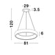 Technische Skizze der Albi LED Hängeleuchte Dimmbar mit Abmessungen und Designangaben.