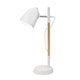 Alina Tischlampe Metall Holz mit weißem Lampenschirm und Holzsockel, elegantes Design für moderne Innenräume.