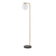 Nova Luce Alvarez floor lamp with golden frame, white globe shade and black marble base