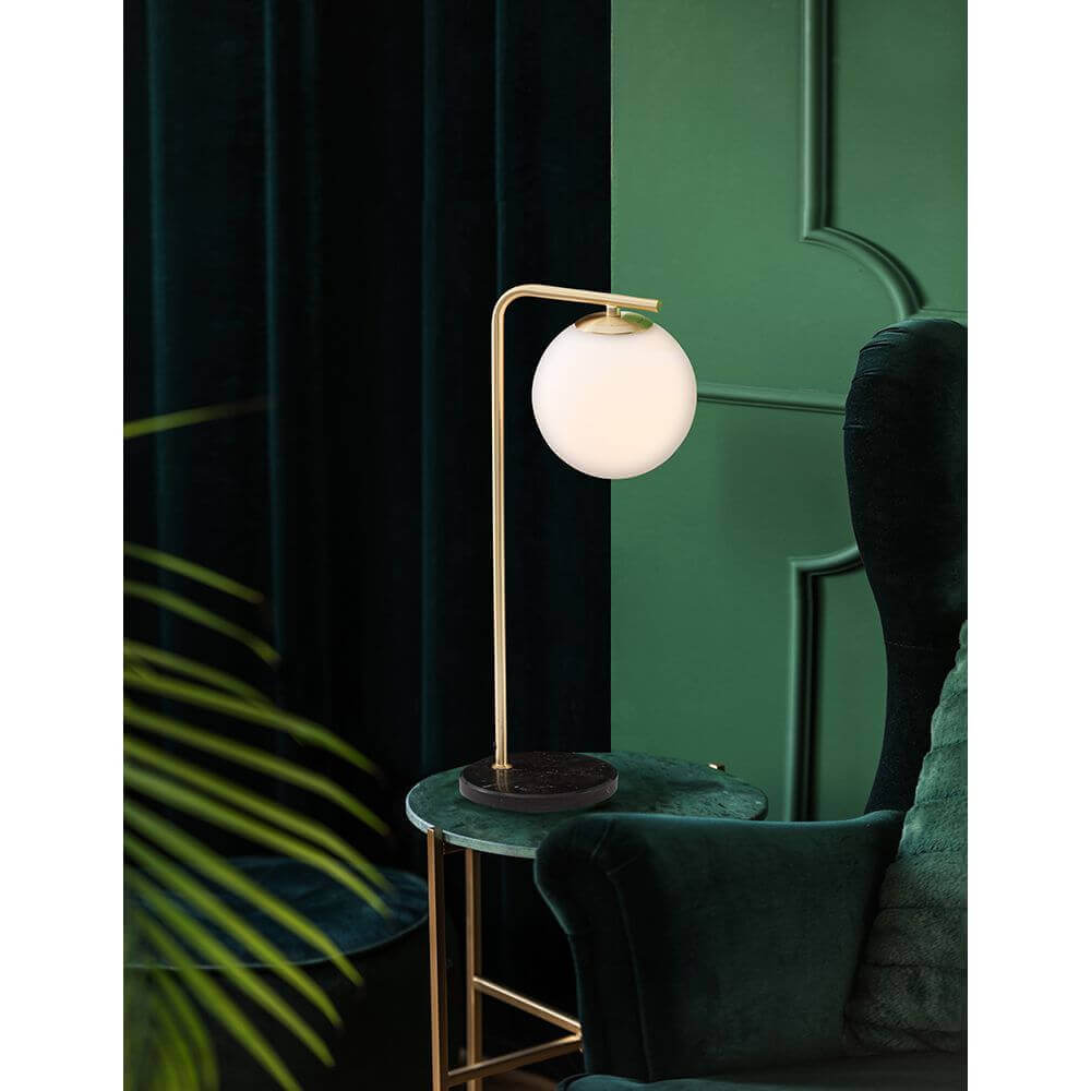 Alvarez Tischlampe mit Marmor-Fuß Gold, Schwarz