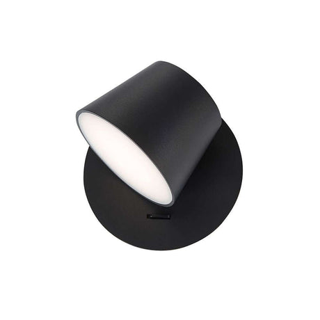 Amadeo LED Wandlampe schwarze, schwenkbare Wandlampe mit rundem Sockel und mattem Finish, modern