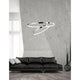 Aria LED Hängeleuchte Ø 60cm Verstellbar Chrom in modernem Wohnzimmer über schwarzem Sofa