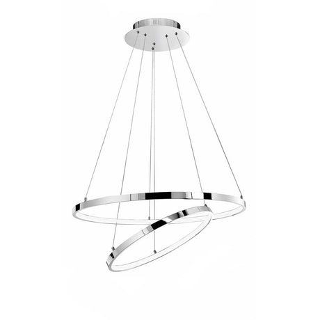 Aria LED taklampe Ø 60 cm justerbar krom med minimalistiske designelementer og justerbare ringer.