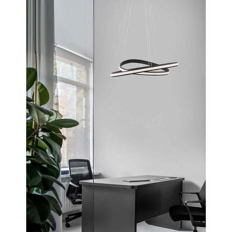 Aries LED Hängeleuchte 2 Ringe Verstellbar in modernem Büro mit minimalistischem Design.