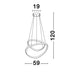 Aries LED Hängeleuchte 2 Ringe Verstellbar - technische Zeichnung mit Abmessungen (19x59x120 cm)