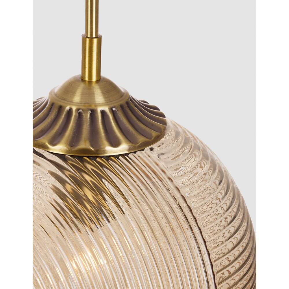 Athena Glas-Pendellampe Ø 25cm mit eleganter Champagner-Farbe und Glasdesign.