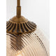 Athena Pendelleuchte aus Glas – champagnerfarbene Glas-Schale mit geriffeltem Muster und Messing-Detail