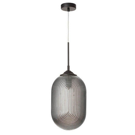 Alt Tag: Athena Pendelleuchte aus Glas – champagnerfarbene Glas-Hängeleuchte mit E27-Fassung, modernes Design für Ess- oder Wohnzimmer