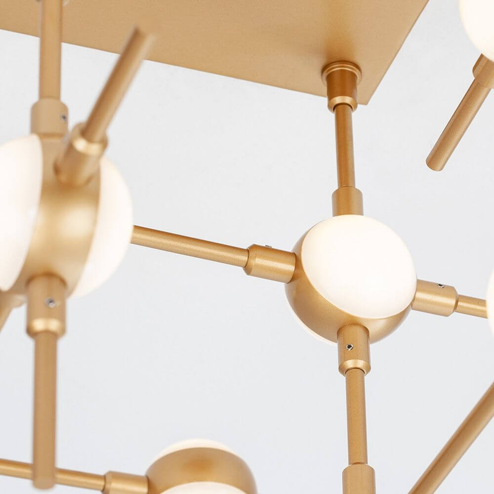 Atomo LED Metall Deckenbeleuchtung Gold - elegante Deckenleuchte mit runden LED-Lampen in modernem Design.