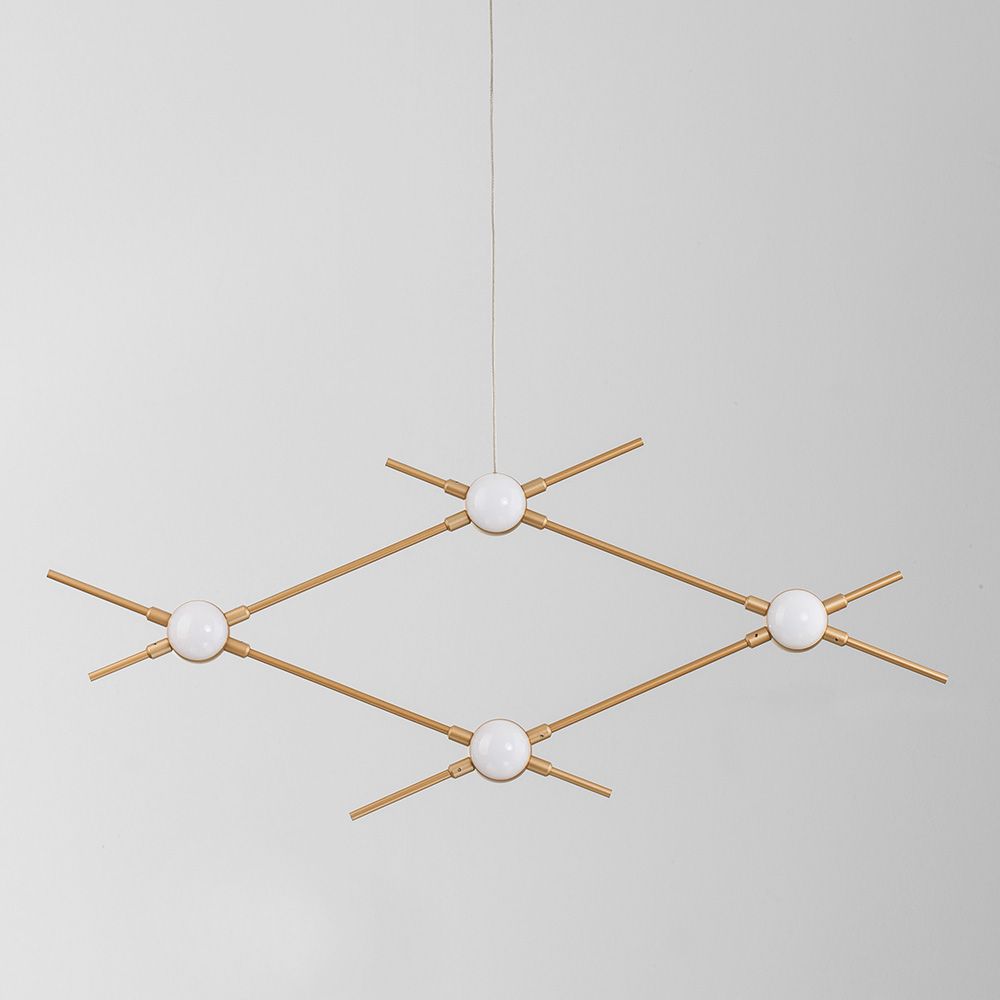 Moderne Atomo LED Pendelleuchte in Gold mit 4 Brennstellen für stilvolle Beleuchtung.