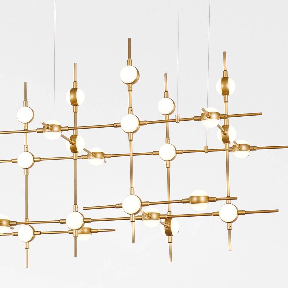 Atomo LED Hängeleuchte 106cm Gold mit einzigartigem Design und LED-Beleuchtung für stilvolle Raumgestaltung.