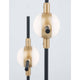 Atomo LED Tischleuchte im modernen Design mit goldenen und schwarzen Akzenten.