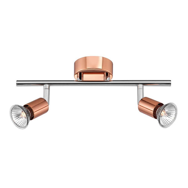 Base Balkenstrahler 2-flammig in satiniertem Nickel-Finish mit zwei drehbaren Strahlern für Flur und Wohnzimmer