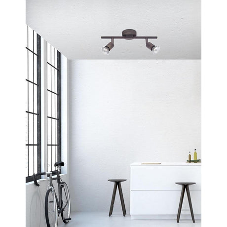 Base 2-light bar spotlight in a modern interior with swivelling spotlights.
