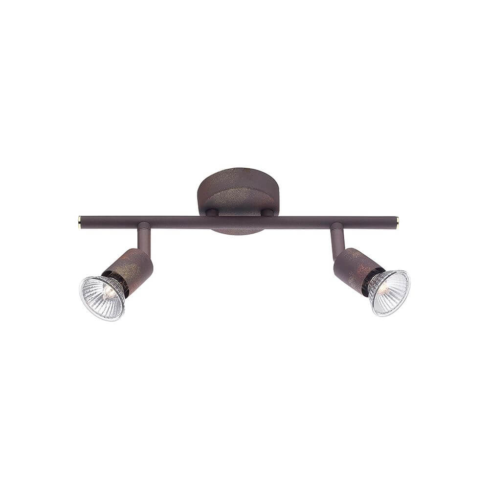 Base Balkenstrahler 2-flammig mit modernem Design und drehbaren Strahlern in satiniertem Nickel-Finish.