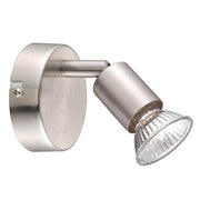 Base wall spot in satin nickel, adjustable metal spotlight for bedroom lighting, light source not included