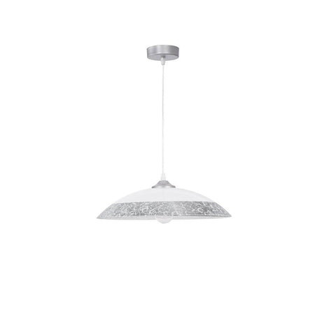 Benito Hängelampe aus Glas mit silbernem Crackglas und modernem Design.