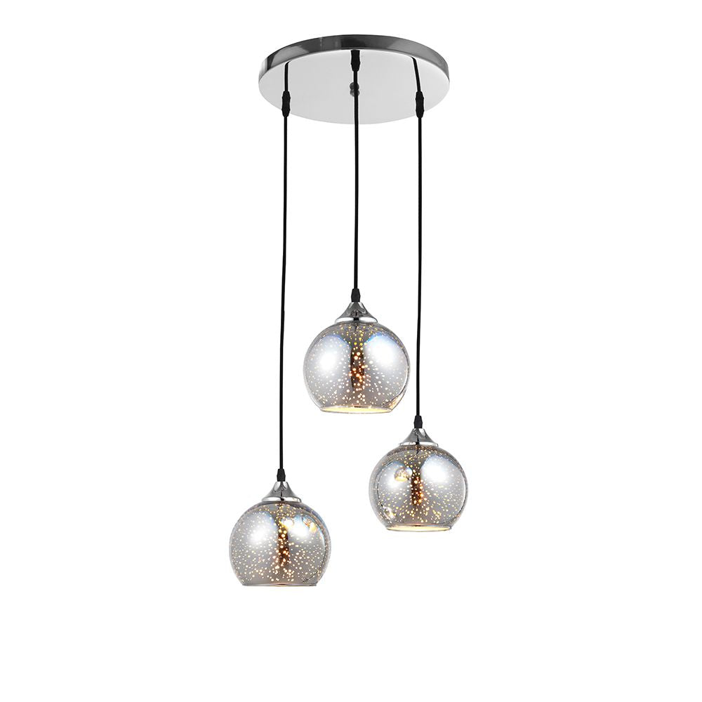 Bennett Hängelampe 3-flammig in Chrom mit eleganten Glaskugeln für modernes Wohndesign.