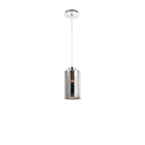 Blake Glas-Pendellampe in modernem Design mit verchromtem Aluminium und gestreiftem Glasschirm.