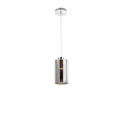 Blake Glas-Pendellampe Rauchfarben, elegante moderne Hängeleuchte aus Aluminium und verchromtem Glas