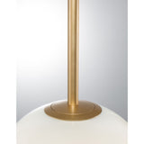 Nahaufnahme der Cantona Hängeleuchte mit goldfarbenem Gestell und Glaslampenschirm, Ø 25cm.