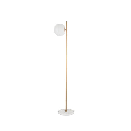 Cantona gulvlampe i marmor og messing, gull med elegant glasskuppel, ideell for stue og soverom.