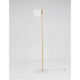 Cantona Stehlampe Marmor Messing, Gold in modernem Design mit weißer Glaskuppel und transparentem Kabel.
