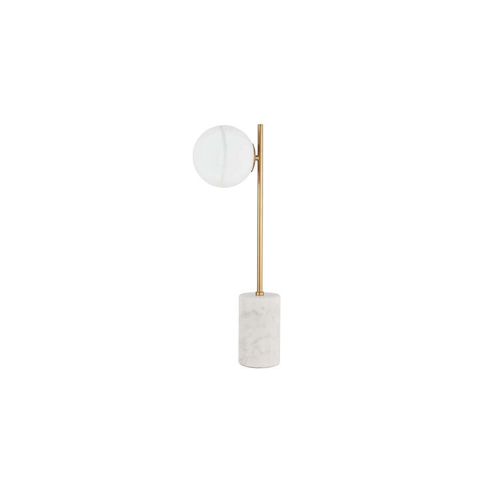 Cantona Marmor Tischlampe Messing, Weiß