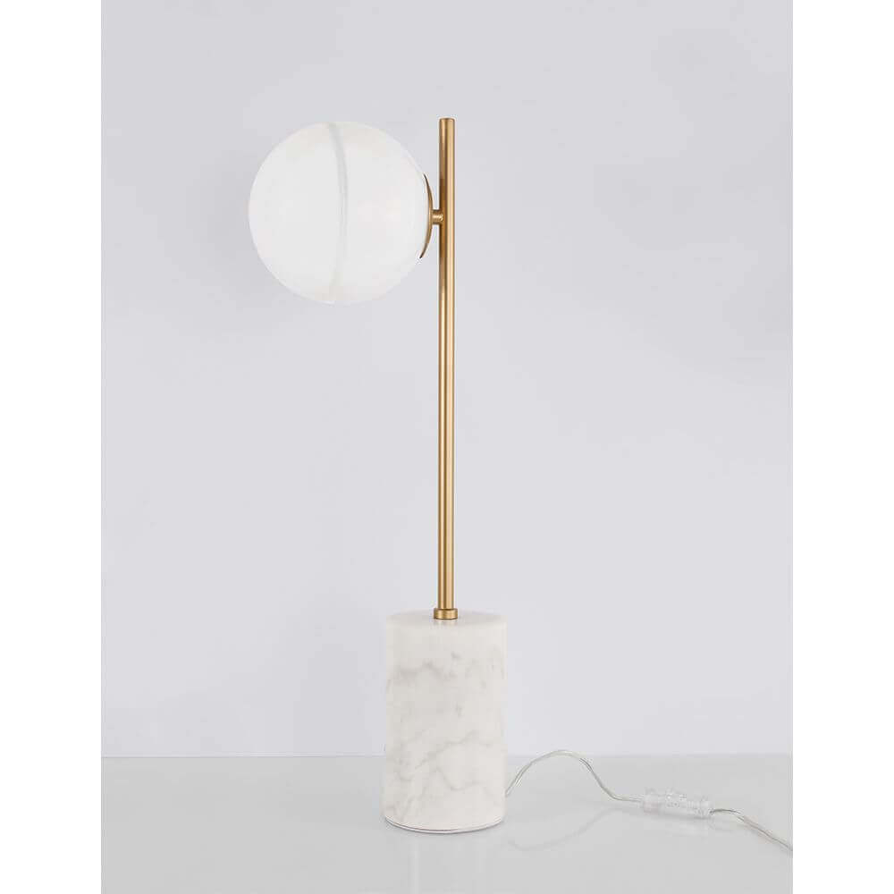 Cantona Marmor Tischlampe Messing, Weiß