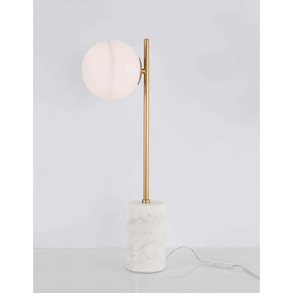 Cantona Marmor Tischlampe Messing, Weiß